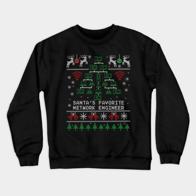 Santa's Favorite Network Engineer Christmas for IT Professionals Crewneck Sweatshirt by NerdShizzle